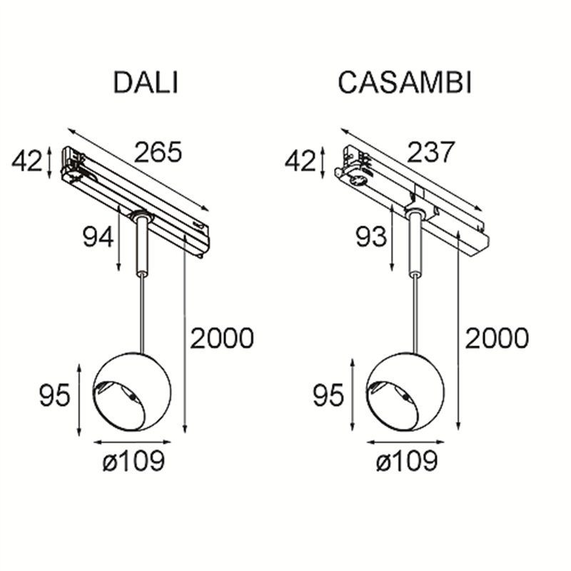 Modular Marbul Track 230V Suspended Adjustable 109 1x LED DI | Schienenbeleuchtung