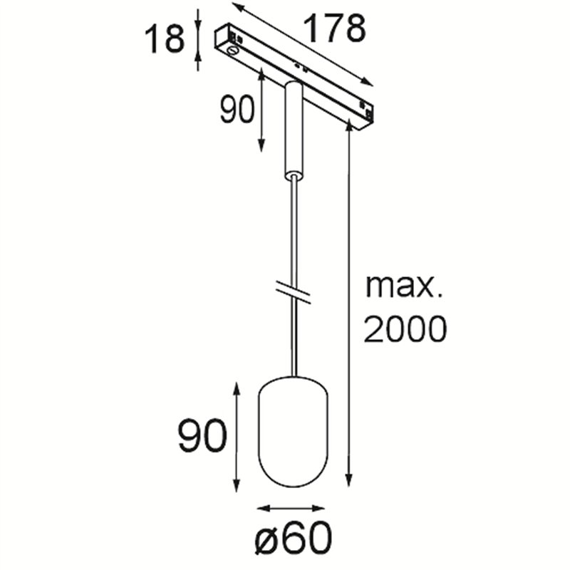 Modular Placebo Track 48V Suspended Up 60 1x LED | Track lighting fixture fixture