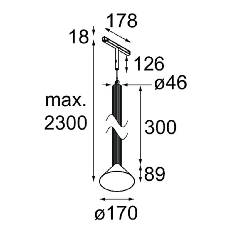 Modular Extruded Track 48V Suspended 46 300 1x LED | Track lighting fixture