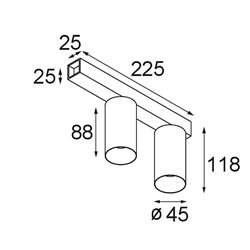 Modular Minude Surface Adjustable 45 Square 2x LED DE | Deckenlampe / Wandlampe