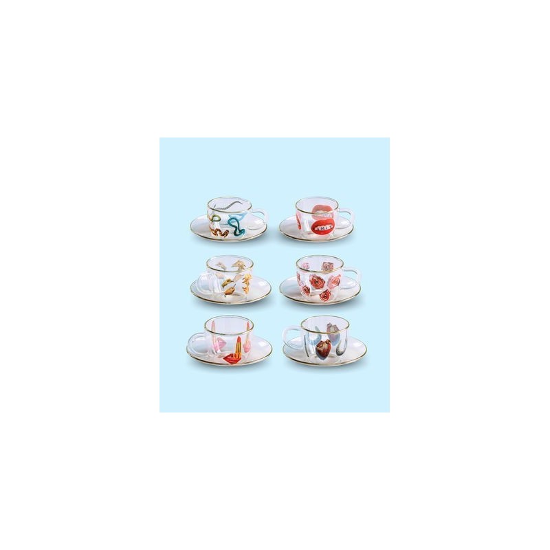 SELETTI Toiletpaper glass coffee set -i love you