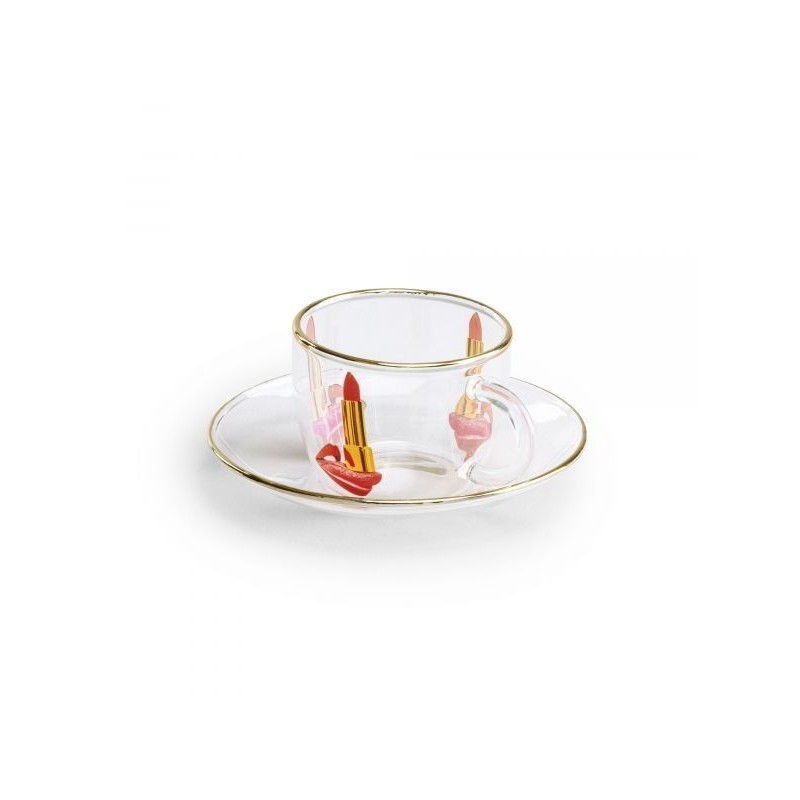 SELETTI Toiletpaper glass coffee set - tongue