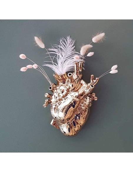 SELETTI Vase in porcelain "Love In Bloom" - Gold
