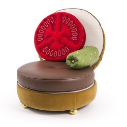 SELETTI Studio Job-Blow Hamburger sofa with Tomato and Gherkin