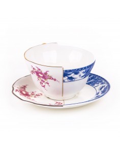 SELETTI Hybrid Porcelain tea cup + plate  - Zenobia