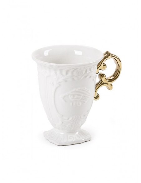 SELETTI i-wares porcelain mug - handle gold