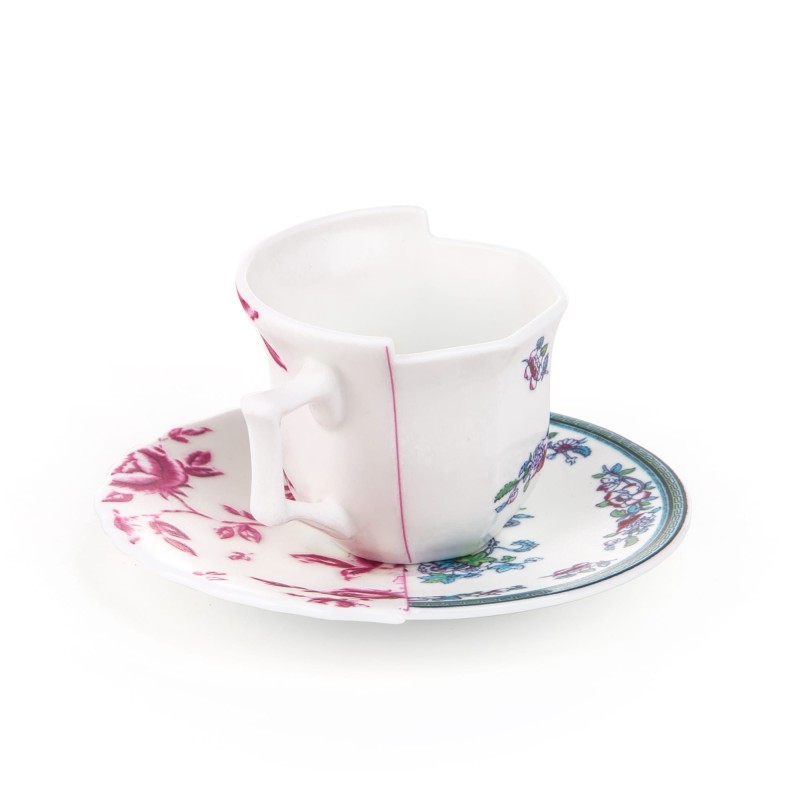 SELETTI Hybrid Porcelain coffee cup + plate  - Leonia