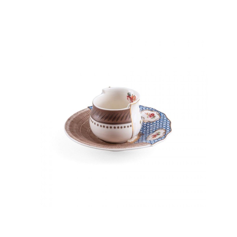 SELETTI Hybrid Porcelain coffee cup + plate  - Djenne