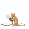 SELETTI Mouse Lamp Gold Sitting/Mac Black Cable
